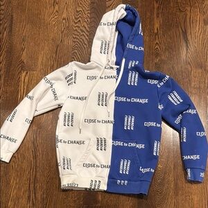 Close to Change Blue and White Hoodie